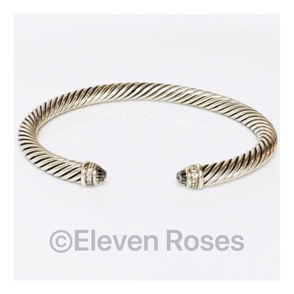 David Yurman Prasiolite & Diamond Cable Cuff